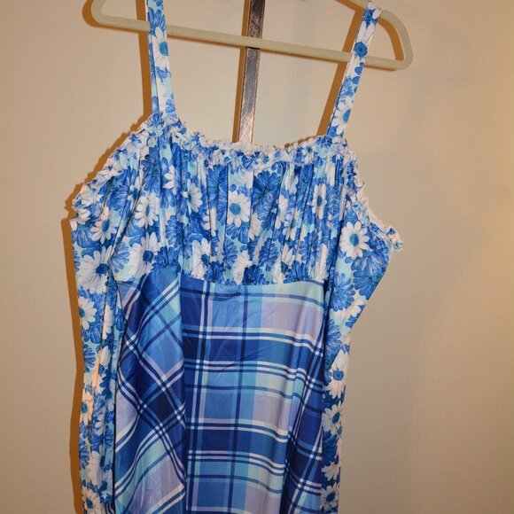 Rosegal Allover Floral/Plaid Print Cold Shoulder Hankerchief Top - Picture 1 of 9